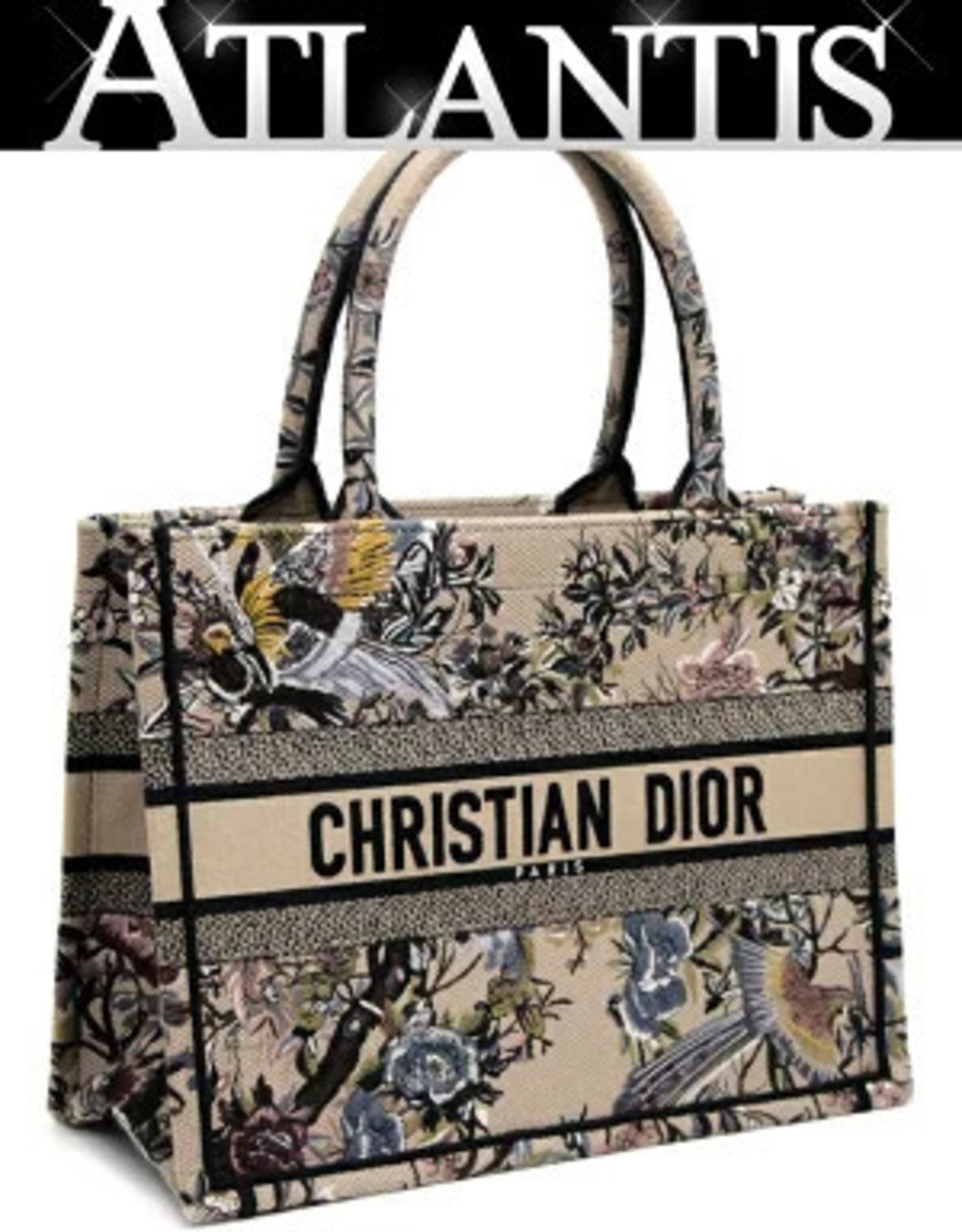 Christian Dior Book Tote Bag Jardin d Hiver Beige Cream x Multicolor